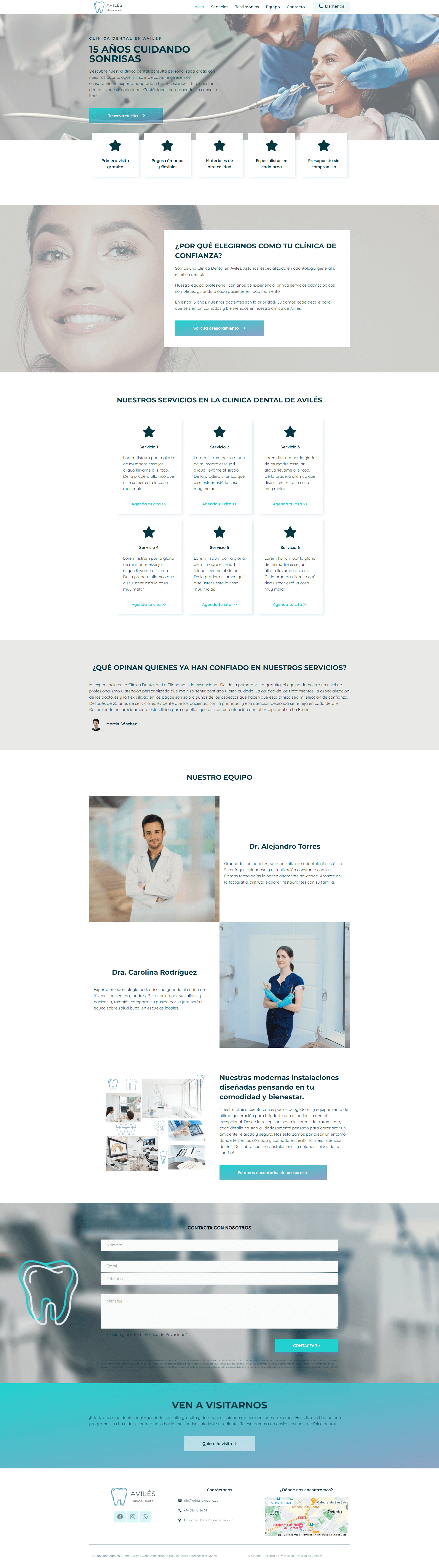 One page para clinica dental odontología medicina