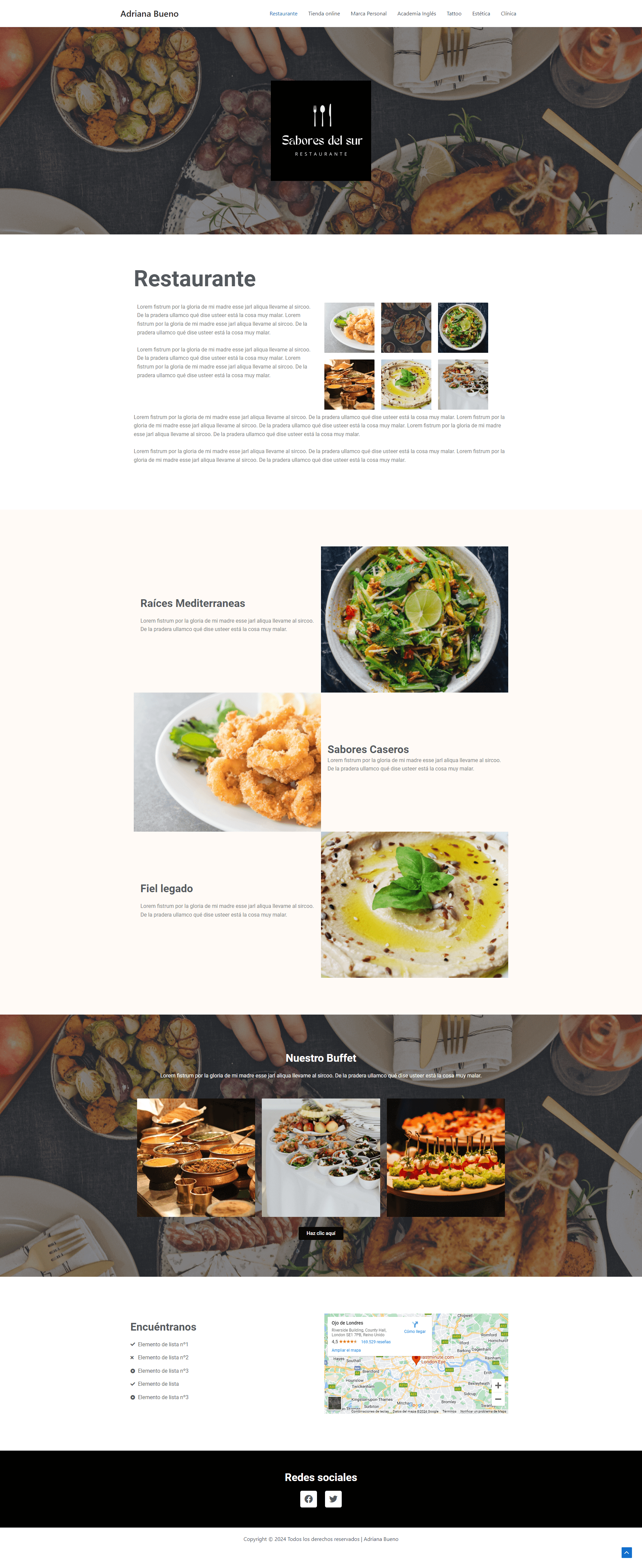 One page para restaurante
