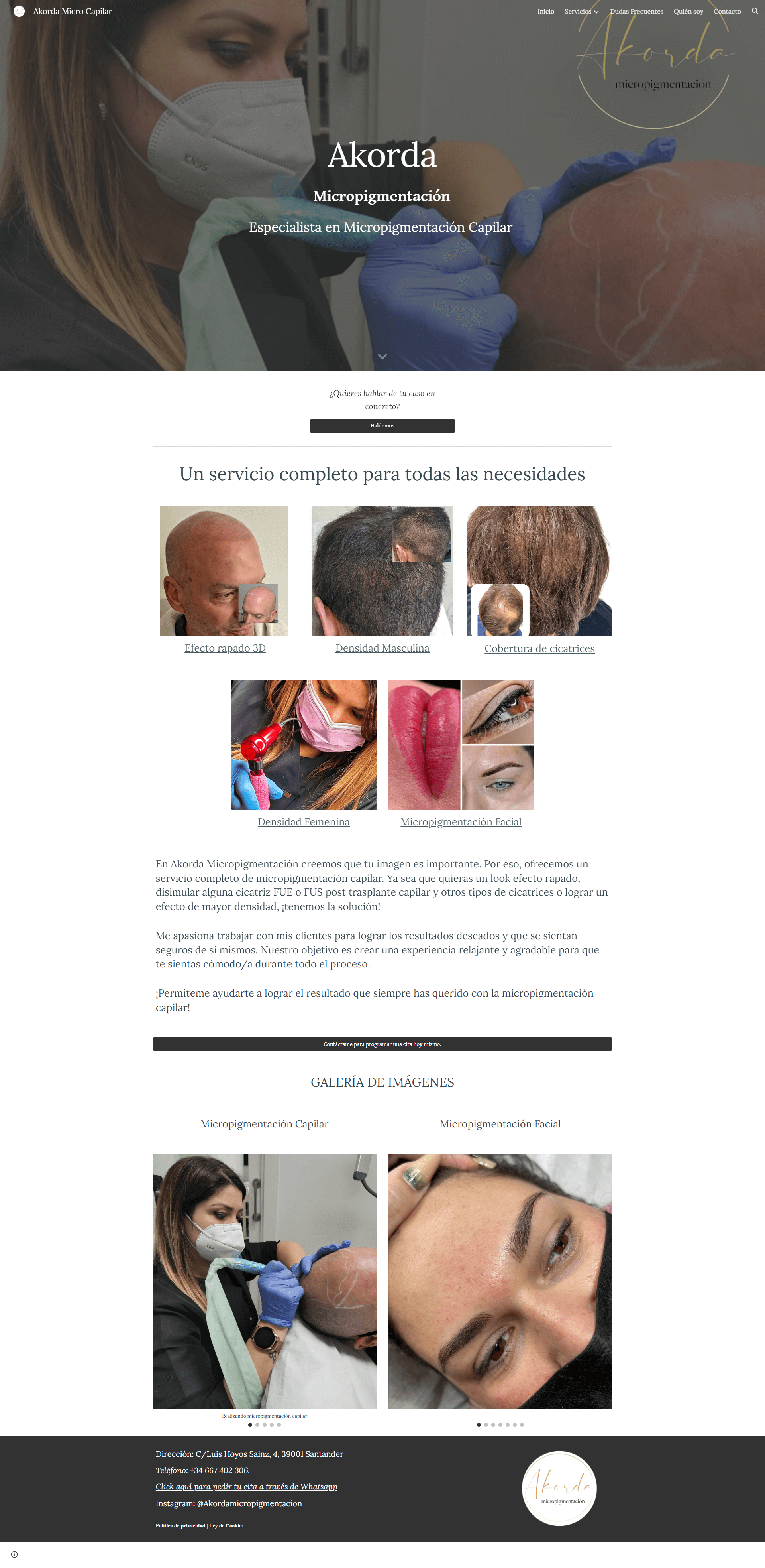 Pagina web para micropigmentacion tatuaje